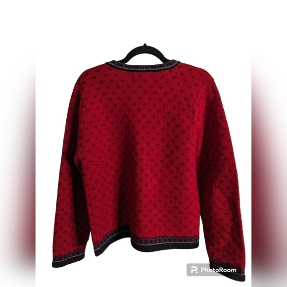 Tally-ho vintage red Scandinavian Nordic cardigan wool sweater sz M - Picture 3 of 7